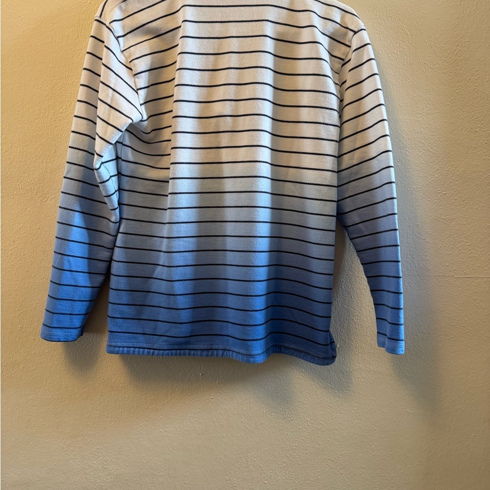 Talbots Ombre Stripe Quarter Zip Pullover Sweatshirt Blue White MP - Picture 2 of 11